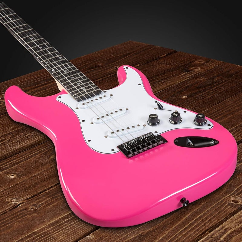 LyxPro CS 39” Electric Guitar Kit for Beginner, Intermediate & Pro Players with Guitar, Amp Cable, 6 Picks & Learner’s Guide | Solid Wood Body, Volume/Tone Controls, 5-Way Pickup - Pink - Image 4